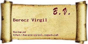 Berecz Virgil névjegykártya